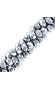Faceted glass beads 3x2mm disc - Silver-pearl shine coating